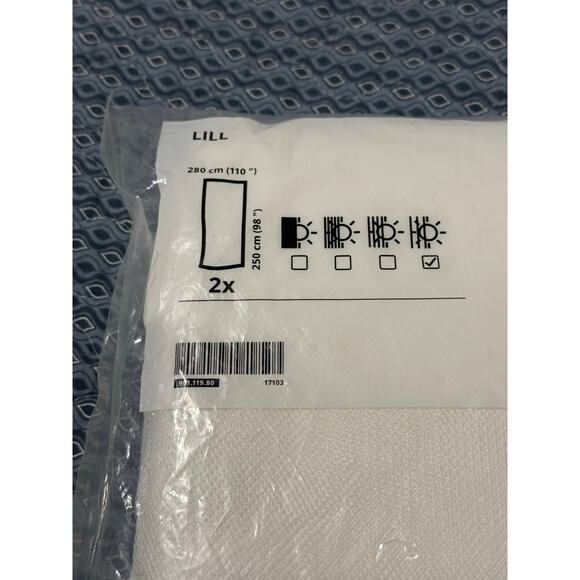 IKEA Lill Sheer Curtain Panels White Polyester Netting Set of 2 98x110" NEW - Picture 3 of 8